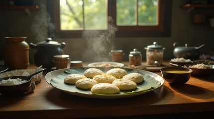 Steaming Hot Indian Pitha on a Plate.