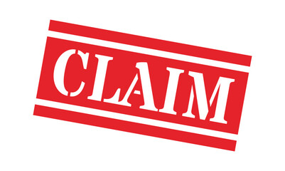 Rectangular red rubber claim stamp with serrated star border