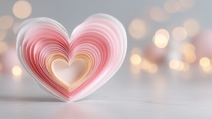 Valentine’s Day with Eco-friendly Concept. Layered heart shape with a soft bokeh background.