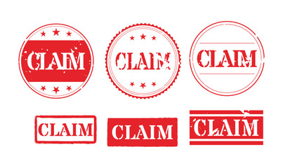Grunge red rubber claim stamp vector for insurance legal