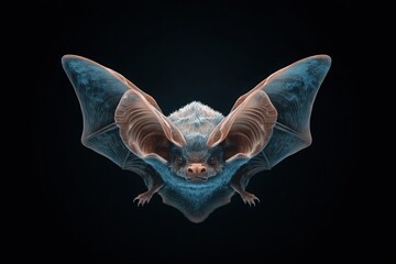 Bat Cute Yet Unique Animal Posing on a Deep Black Background Highlighting Its Distinctive Features and Charming Appearance