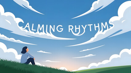 Calming rhythms on a tranquil day, a person sits and observes the sky