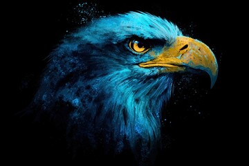Eagle Cute Yet Unique Animal Posing on a Deep Black Background Highlighting Its Distinctive Features and Charming Appearance