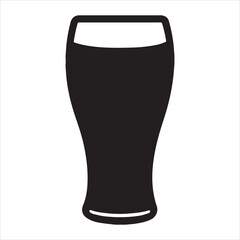 Black pint glass silhouette on white background beer