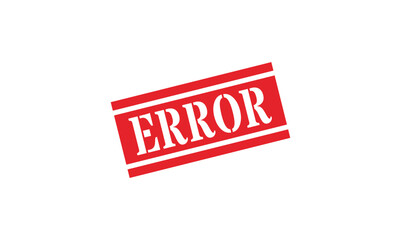 Rectangular red error stamp with horizontal bars stencil text