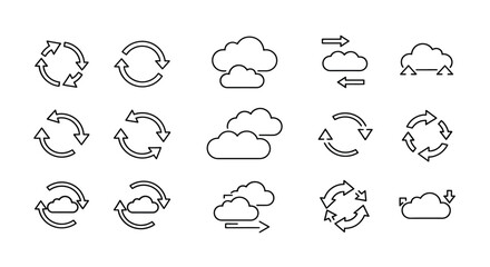 Fototapeta premium Collection of cloud and arrow icons