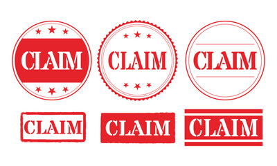 Red rubber claim stamp icons vector for insurance legal