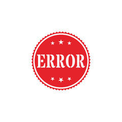 Round red error rubber stamp icon with stars isolated