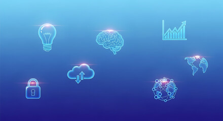 Vector illustration of a business technology concept featuring a light bulb icon symbol to represent a global network idea with world earth globe elements and electric energy design