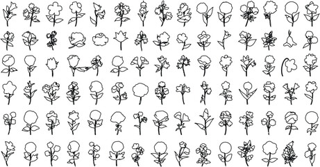 Seamless pattern with vintage vector silhouettes of flowers for travel antique art decoration wallpaper design elements © Meshkat