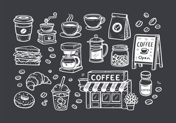 Hand-drawn Coffee Shop and Breakfast Doodle Collection