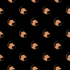 Obraz premium Dog head seamless pattern isolated on black background