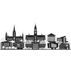 Fototapeta premium Black and white cityscape illustration