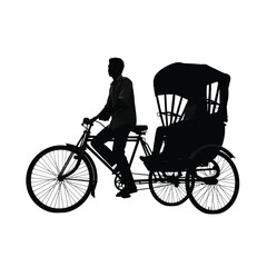Obraz premium Silhouette of a rickshaw driver