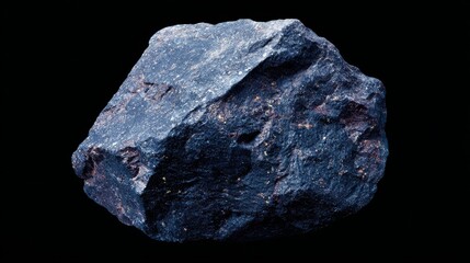 Close-up textured view of a dark, rough, mineral rock with subtle reflective highlights