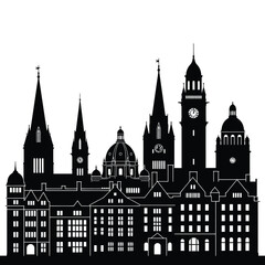 Naklejka premium Silhouette of historic european cityscape