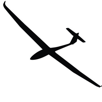 Black glider plane silhouette on transparent background
