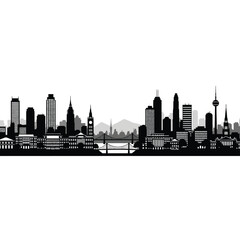 Obraz premium Black and white city silhouette