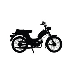 Fototapeta premium Black silhouette of a classic moped on transparent background
