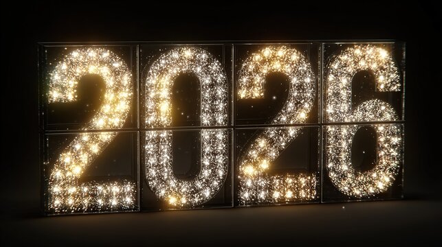 2026 New Year Countdown Digital Clock Numbers
