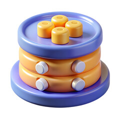 Colorful stacking rings for children on transparent background