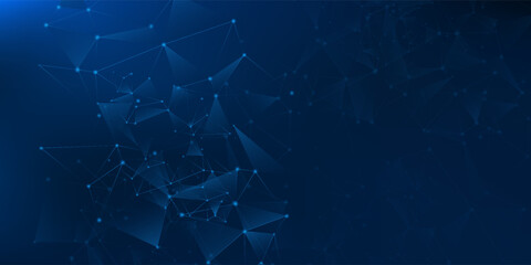 Abstract blue polygon tech network with connect technology background. Abstract dots and lines texture background eps10 © halwani