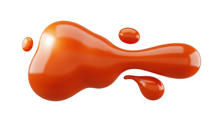 Vibrant orange liquid splashes with droplets in mid-air isolated on a transparent background