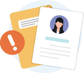 Profile document folder with exclamation mark icon.