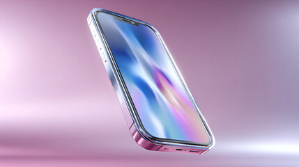 sleek modern smartphone with a rounded screen and metallic border floating.