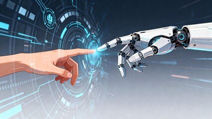 Human hand and robotic hand interaction