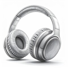 Detailed monochrome illustration of a comfortable, over-ear headphone