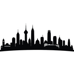 Obraz premium Silhouette of a city skyline isolated on white background