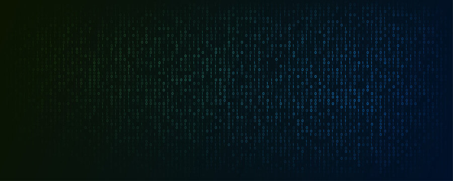 High-tech simple digital binary code background in a futuristic style with program code made of glowing binary symbols. Vector illustration.