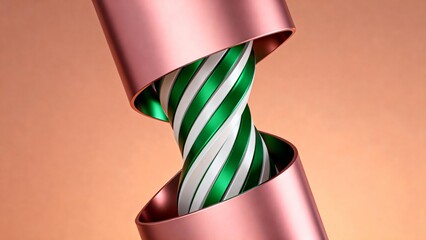 Spiral design with green and white stripes