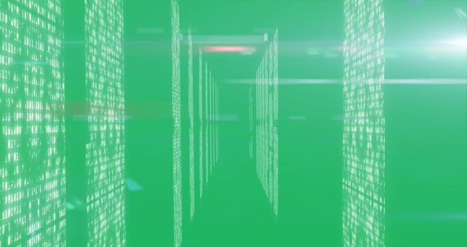 Server Hallway with lights on Alpha Channel