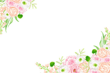 Flower watercolor frame for wedding, birthday, card, background, invitation, wallpaper, sticker, decoration etc.
