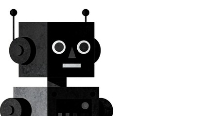 Abstract robot figure with geometric design