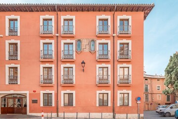 Fototapeta premium Classic Residential Building Facade with Iron Balconies, Spain