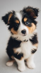 Fototapeta premium cute baby puppy stock hero image, minimal background, copy space for text, professional lighting
