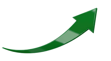 Green arrow showing upward progress and growth on a