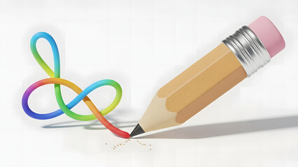 A pencil drawing a colorful line, symbolizing creativity and imagination