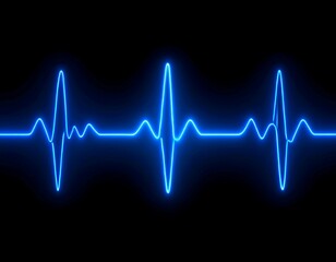 A vibrant blue EKG line against a deep black background.  The smooth, rhythmic waves of the line suggest a healthy heartbeat
