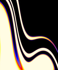Abstract liquid fluid rainbow swirl pattern with wavy lines on black background for modern creative design