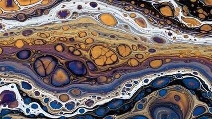 Vibrant abstract patterns swirling in colorful liquid motion viewed from above