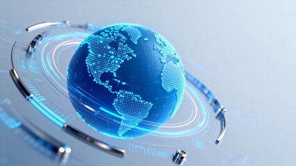 Blue digital globe with futuristic interface