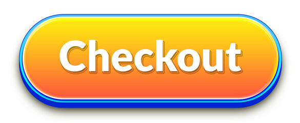 Orange gradient 3d check now ui cta button with blue outline isolated png transparent background for promotions