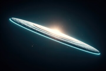 Ringed galaxy with bright center, glowing outline