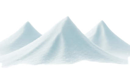 Isolated mounds of fluffy white powder, pile of sugar, salt or cocaine-like powder, heap, drug