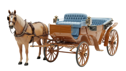 Isolated Horse-Drawn Carriage - Luxury Vehicle for Transportation, Antique Horse Cart, Equestrian Ride