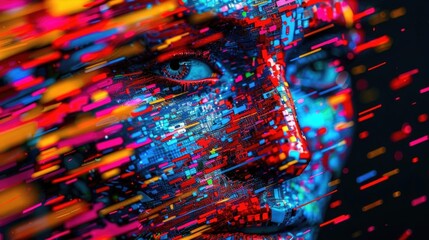 Abstract digital glitch art effect on portrait